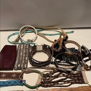 Bundle of bracelets - leather, faux leather and beaded